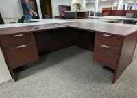 Brown L-Shaped Desk front