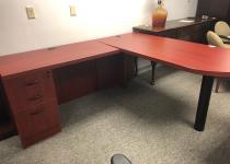 Cherry/Black L-Shaped Desk