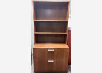 Steelcase Walnut Venere 36” 2 Drawer Lateral w/bookcase hutch