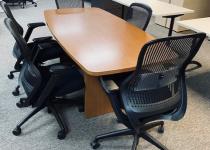 Used Conference Table & Black Mesh Back Task Chairs