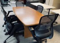 Used Conference Table & Black Mesh Back Task Chairs