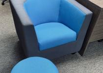 Used Blue Lounge Chair with Matching Ottoman