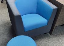 Used Blue Lounge Chair with Matching Ottoman