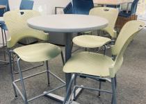 Used White Cafe Table & Canary Yellow Cafe Chairs