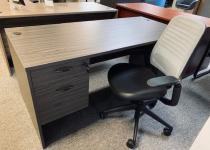 New Double Pedestal Desk & Used Task Chair with White Mesh Back