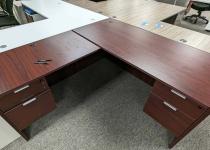 brown L-shaped desk