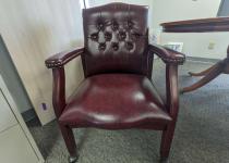 Red leather reception chair