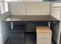 Used Adjustable Height Table Desk & Cube & Cushion Top Mobile File Pedestals