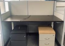 Used Adjustable Height Table Desk & Cube & Cushion Top Mobile File Pedestals