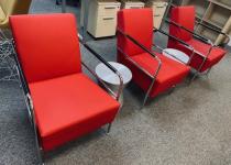 Used Red Side Chairs & Gray Side Tables