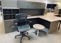 Used Aeron Black Mesh Task Chair, New Desk with Hutch & Side Table