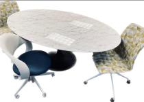 Used Marble Table & Rolling Side Chairs