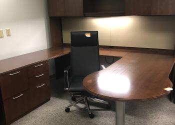Walnut U-Shaped Executive Desk