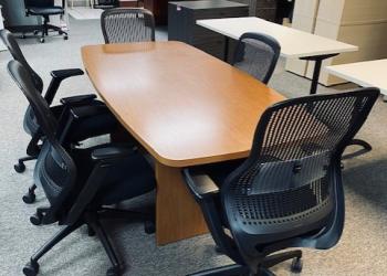 Used Conference Table & Black Mesh Back Task Chairs
