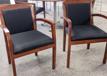 Blue Conference Chairs with Wooden Frame