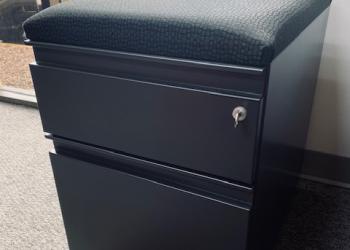Used Cushion Top Black Metal Mobile File Pedestal