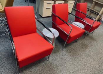 Used Red Side Chairs & Gray Side Tables
