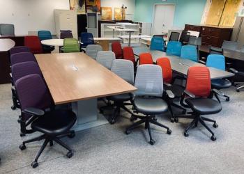 Used Mesh Back Task Chairs & Modern Rectangular Conference Tables