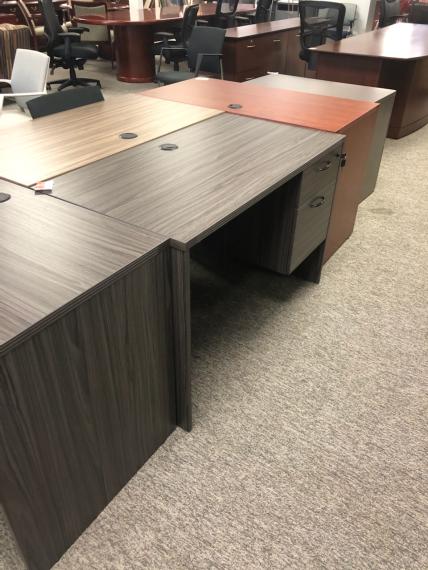 Coastal Gray Single Pedestal Desk