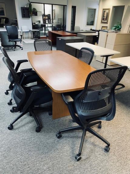 Used Conference Table & Black Mesh Back Task Chairs