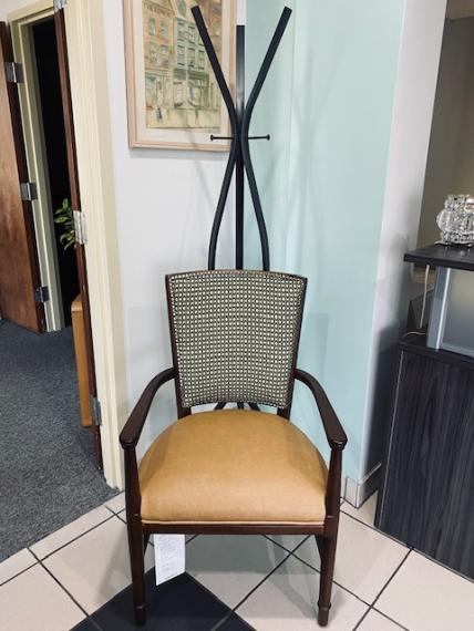 Used Tan & Mahogany Side Chair & Coat Rack