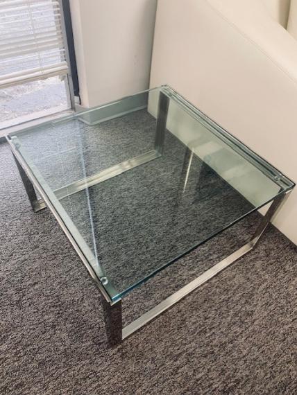 Used Glass & Silver Tone Coffee Table
