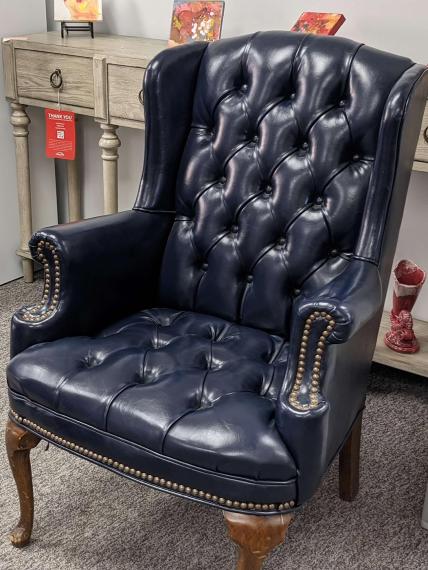 Blue leather reception chair