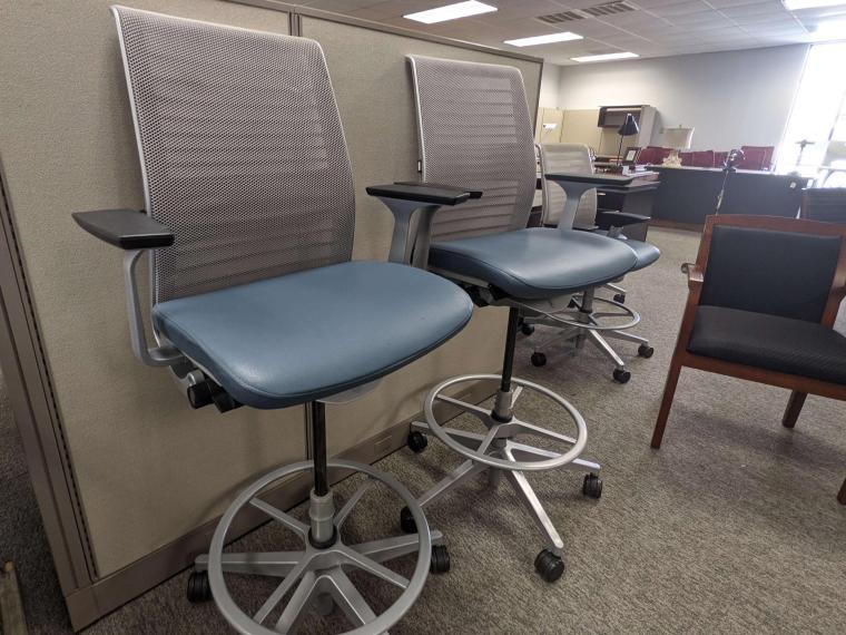 Blue adjustable stool