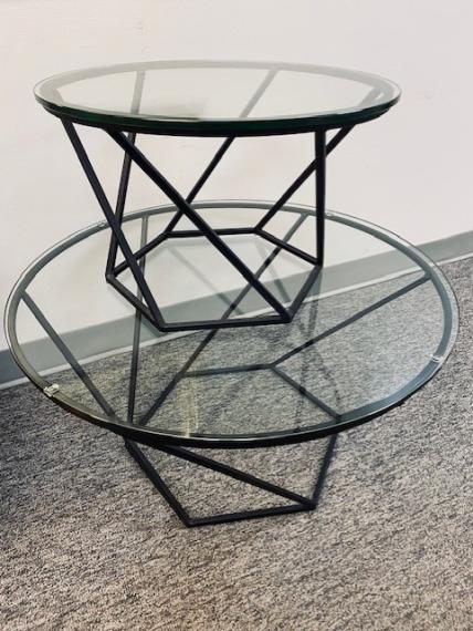 Used Glass Top Metal Base Side Tables