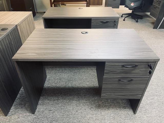New Coastal Gray Single Pedestal Desk