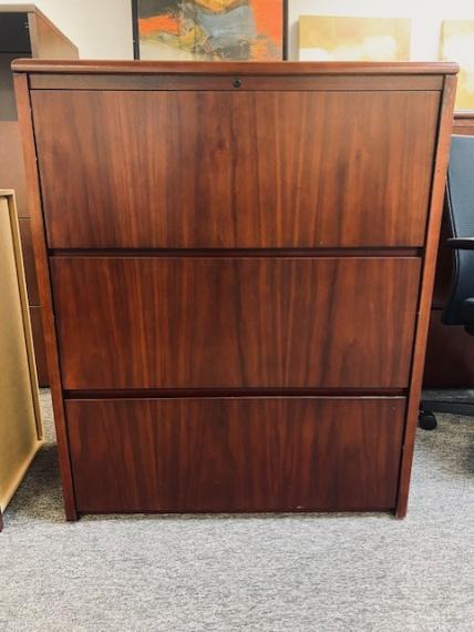 Used Cherry 3-Drawer Lateral File