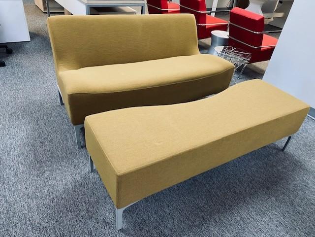 Used Gold Bench & Ottoman/Table