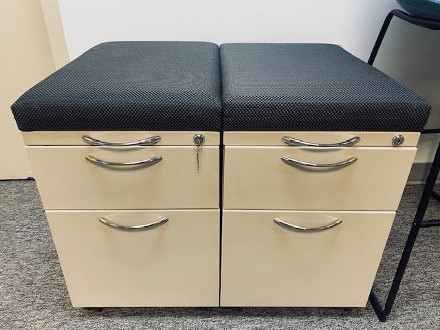 Used Tan Mobile File Pedestals with Black Soft Top