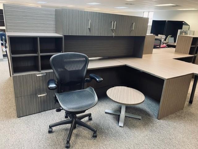 Used Aeron Black Mesh Task Chair, New Desk with Hutch & Side Table