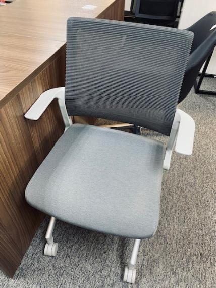 Used Gray Mesh Back Task Chair with White Frame
