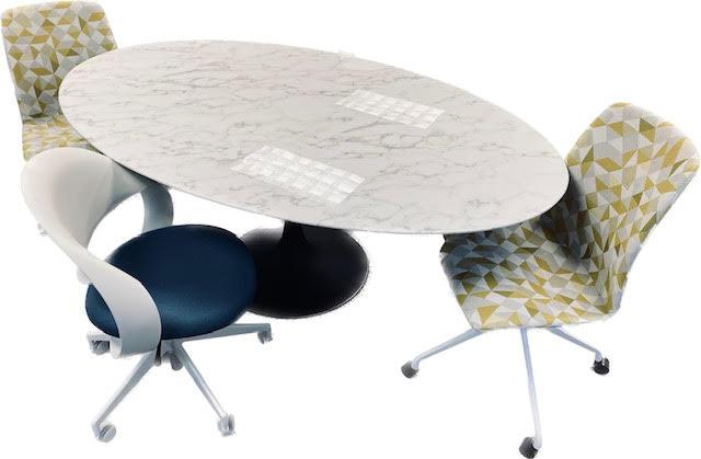 Used Marble Table & Rolling Side Chairs